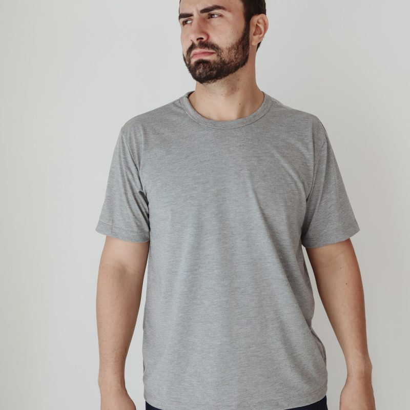 Camiseta Masculina Básica Cinza Mescla - tamanhos do PP ao GG