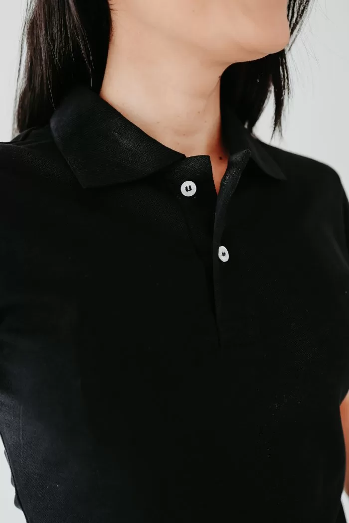 Camiseta Polo Piquet Feminina Preta - Imagem 2